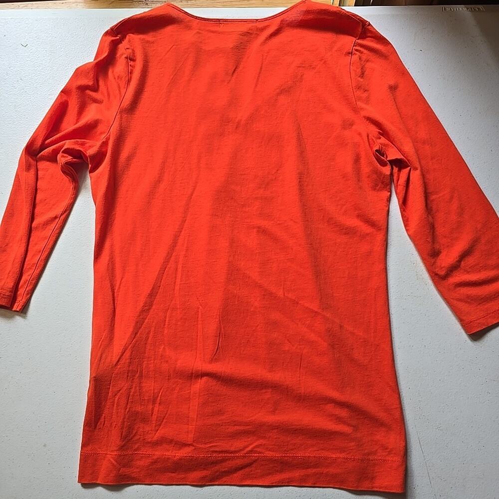 Lauren Ralph Lauren Orange Medium M‎ 3/4 Sleeve Pullover Tunic T-shirt - Picture 7 of 7